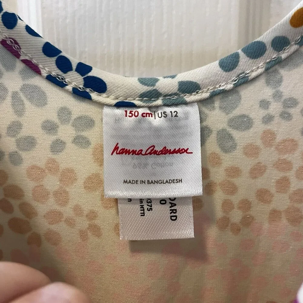 Hanna Andersson Long Sleeve Skater Dress Pockets Rainbow Floral Girls 150 US 12
